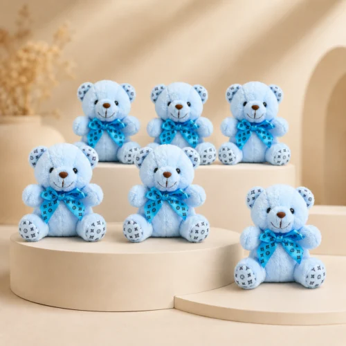 Toptan ayıcık anahtarlık için açık mavi oturan peluş ayıcık modeli