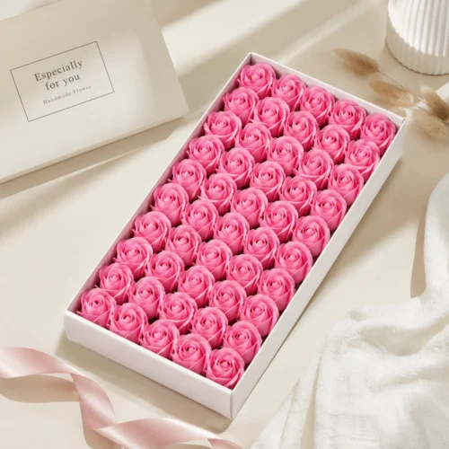 Toptan pembe sabun gül 50li kutulu set