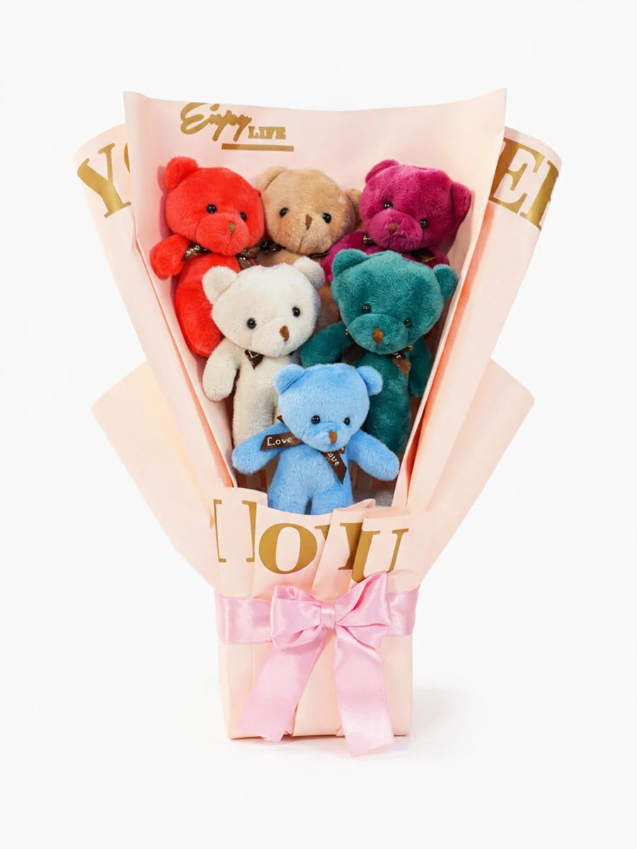 Karışık renk peluş ayıcık buketi toptan hediyelik ürün