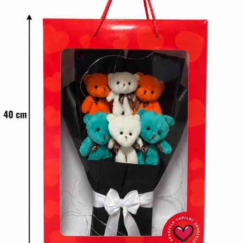Elde taşınan Toptan Sarı Ledli 6’lı Peluş Ayıcık Buketi