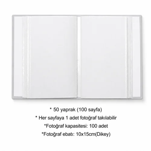 100 sayfalı 10x15 dikey fotoğraf albümü iç cepleri