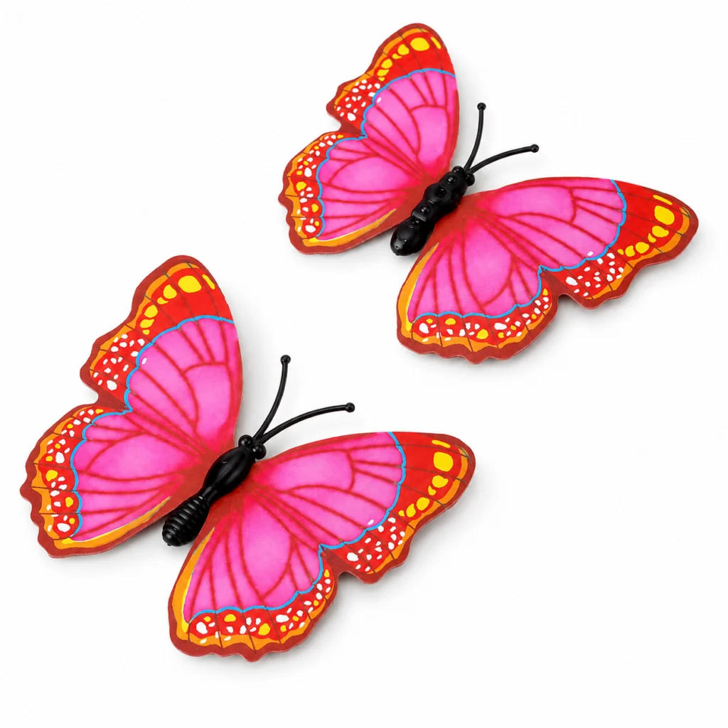 Toptan 50’li 7 cm Pembe PVC Dekoratif Kelebek