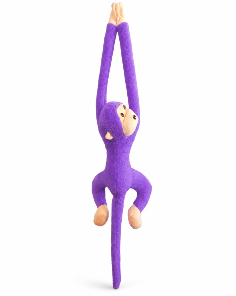 Toptan 70 cm mor peluş maymun elleri yapışan oyuncak