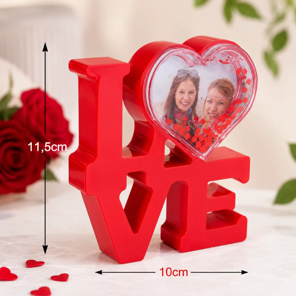 Toptan Love Fotoğraf Çerçevesi kırmızı kalpli kar küresi
