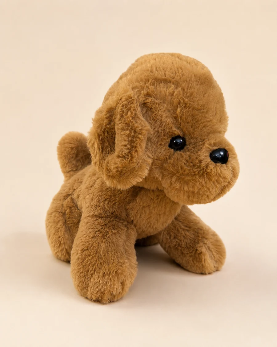 Kahverengi toptan peluş köpek çapraz açıdan görünüm