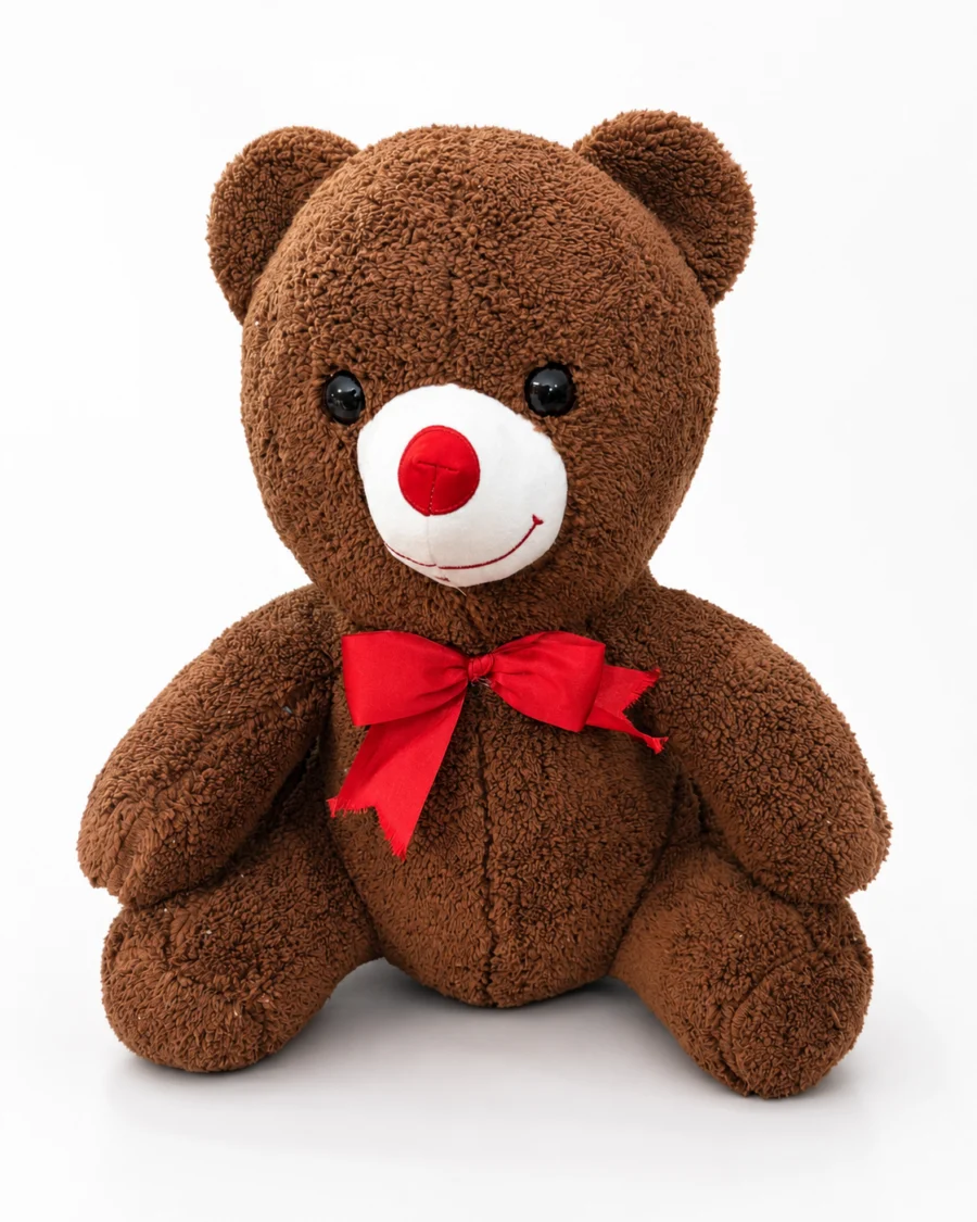 Toptan 55 cm koyu kahverengi peluş ayıcık ön görünümü