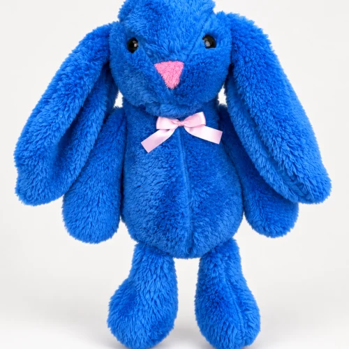 Lacivert peluş tavşan 45 cm uzun kulaklı önden görünüm