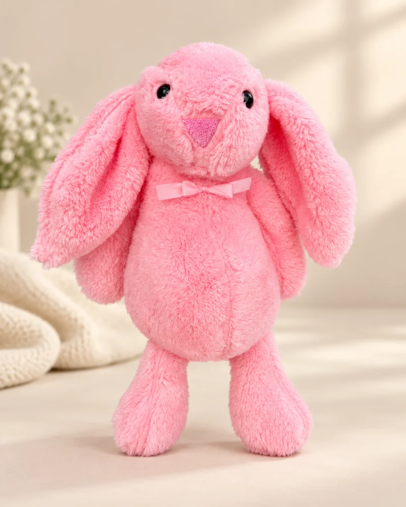 Pembe peluş tavşan 45 cm önden görünüm