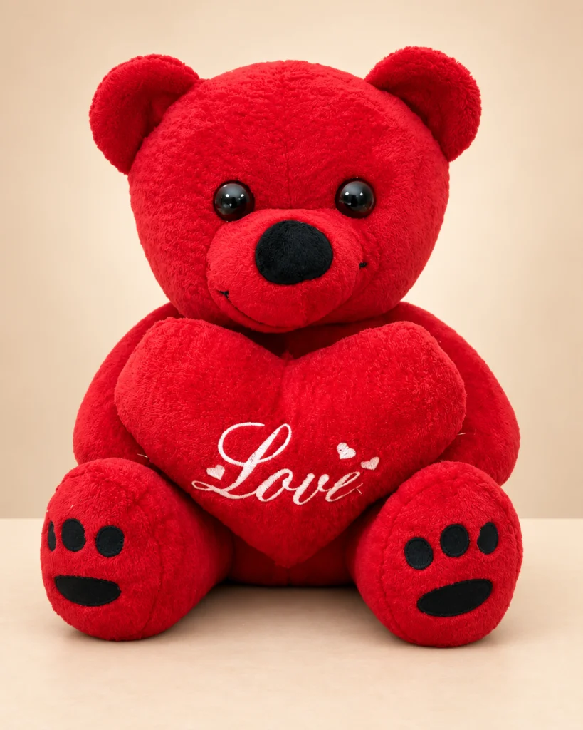toptan peluş ayıcık kalpli 40cm kırmızı love yazılı