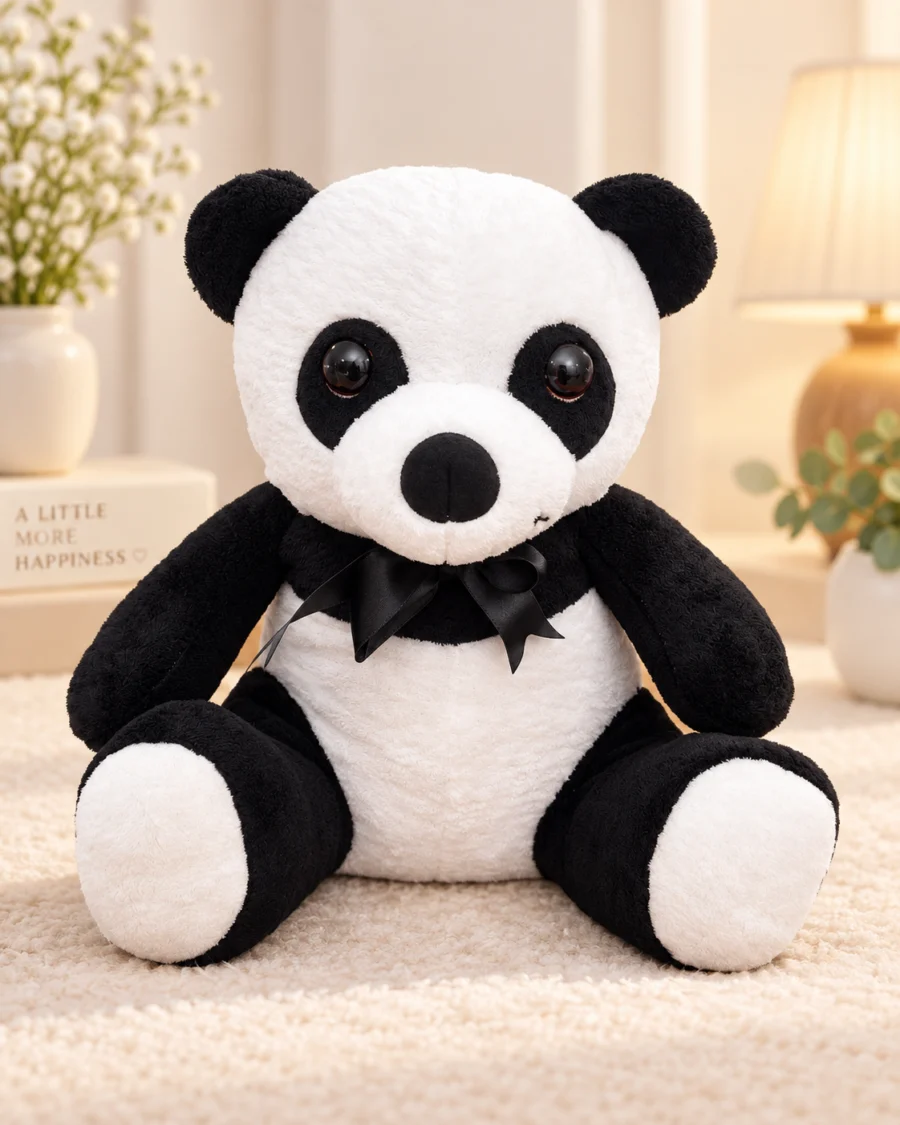 toptan panda ayıcık 40 cm siyah beyaz peluş