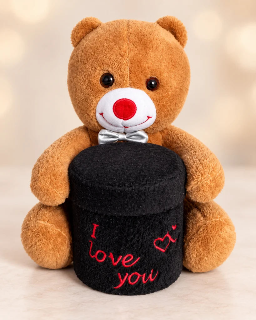 kutulu kahverengi ayıcık 30 cm i love you siyah kutulu