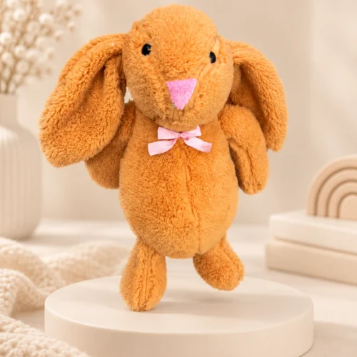 45 cm hardal peluş tavşan yumuşak tüylü farklı açı görünümü