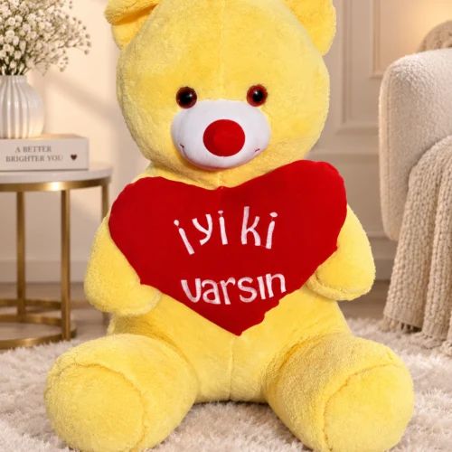 sarı peluş ayıcık 65 cm farklı açıdan görünüm