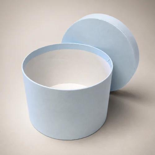 Mavi yuvarlak çiçek kutusu 17x12 cm açık görünüm